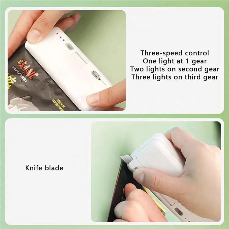 WSL-07 Rechargeable Bag Sealer Portable Magnetic Food Packaging Sealing Tool - White