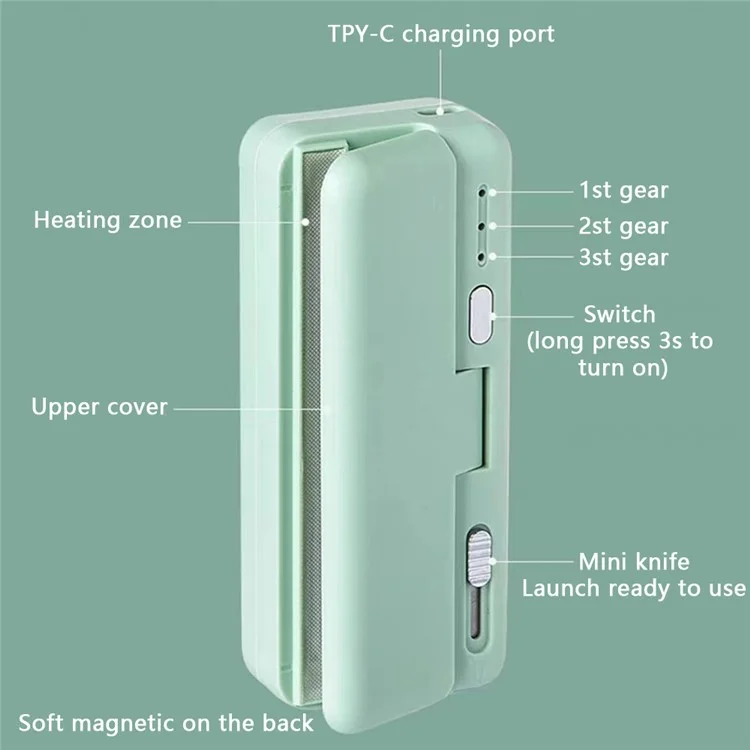 WSL-07 Rechargeable Bag Sealer Portable Magnetic Food Packaging Sealing Tool - White