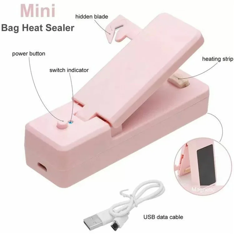 WSL-03 Mini Bag Sealer 2 in 1 Portable Bag Heat Sealing Machine and Cutter - Grey