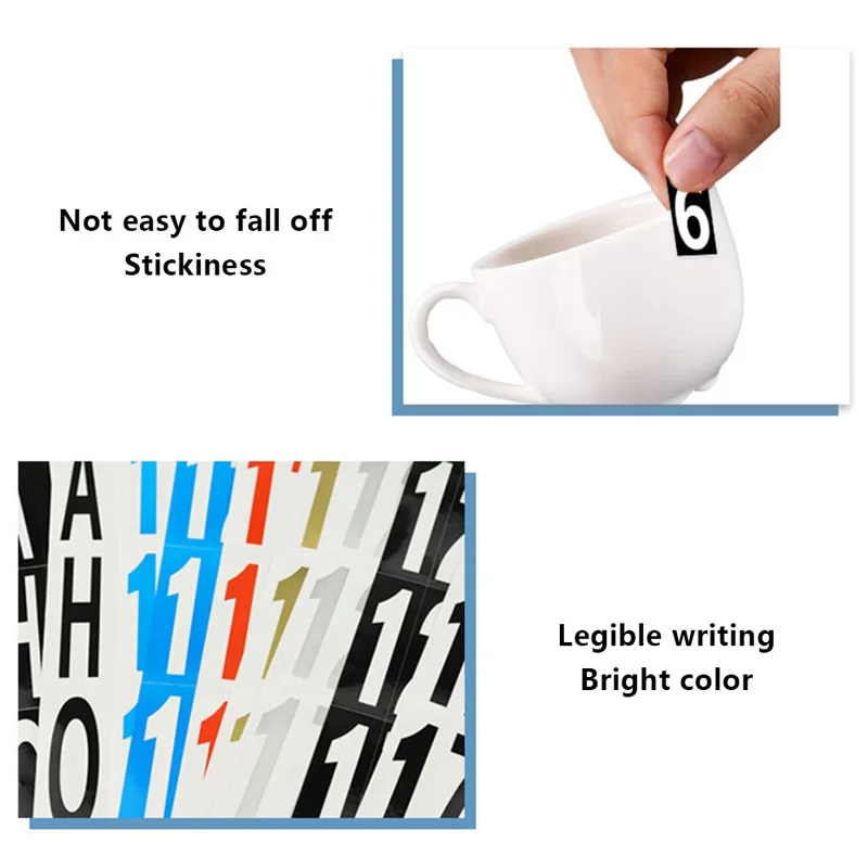 1.25 x 3.8cm, 0.15mm Numerical Label Stickers Self-Adhesive Label Stickers - White / Black