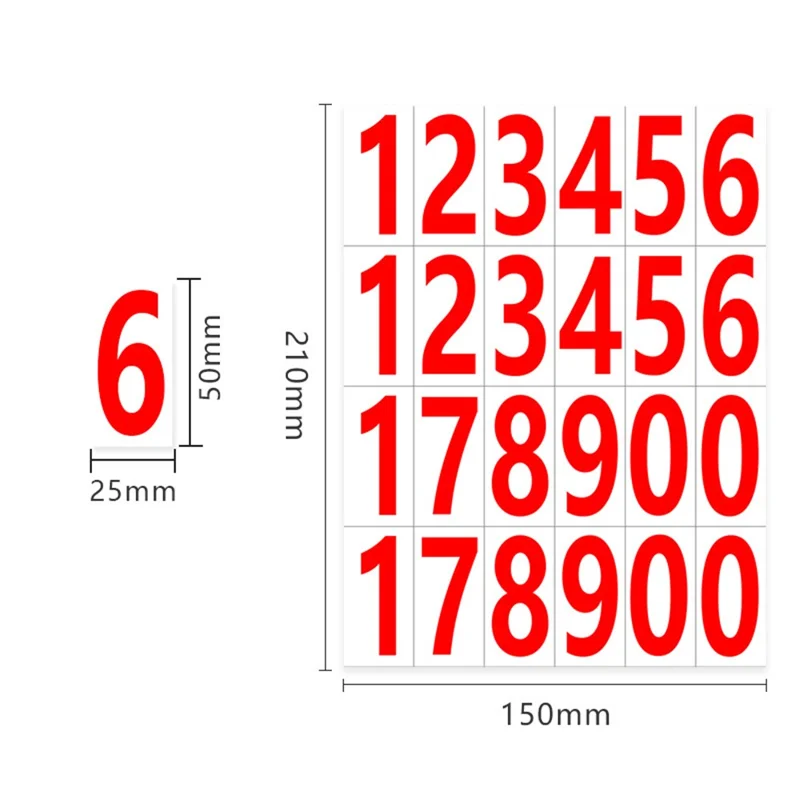 5 x 2,5 cm nummerierte Etiketten-Aufkleber 0,15 mm Heißschmelzklebstoff-Etiketten-Aufkleber - Weiß / Rot