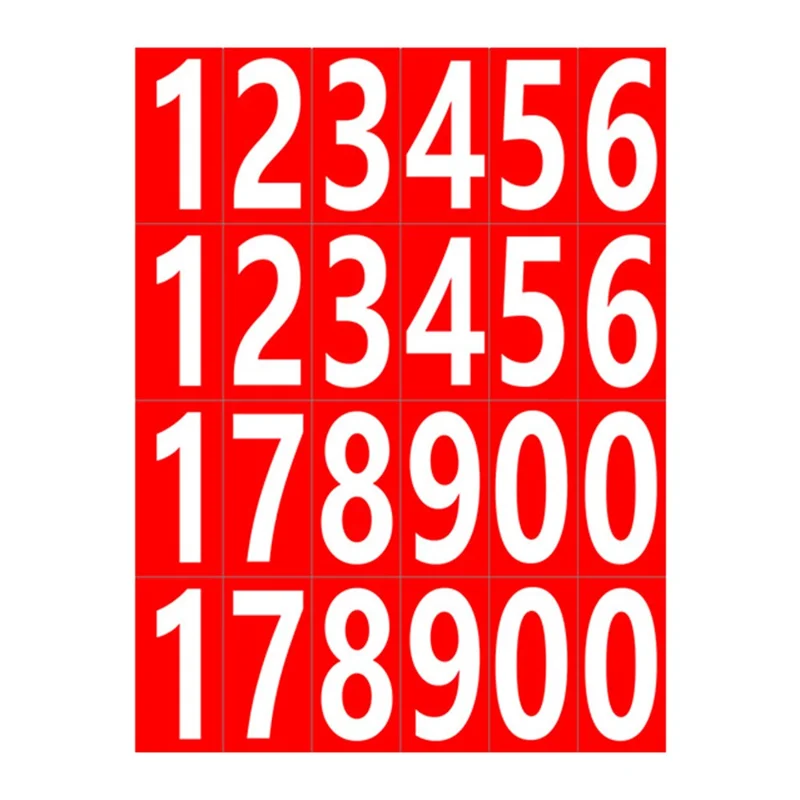 5 x 2.5cm Numeric Label Stickers 0.15mm Hot Melt Adhesive Label Stickers - Red / White