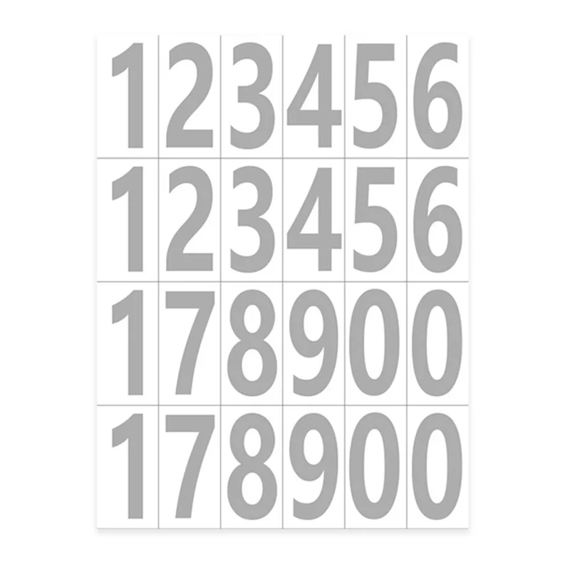 5 x 2.5cm Numeric Label Stickers 0.15mm Hot Melt Adhesive Label Stickers - White / Silver