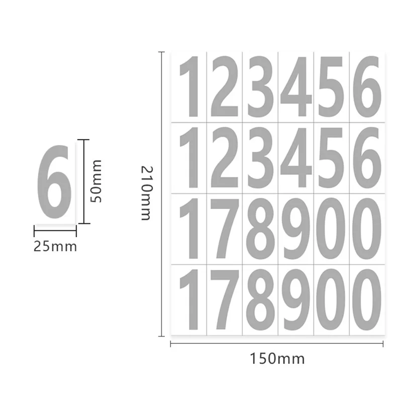 5 x 2.5cm Numeric Label Stickers 0.15mm Hot Melt Adhesive Label Stickers - White / Silver