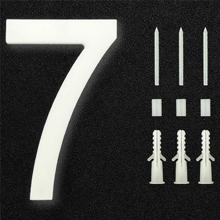 6-inch  /  152mm 3D Floating Numbers Acrylic Outdoor Street Address Sign Plates, Ceramic White - 7