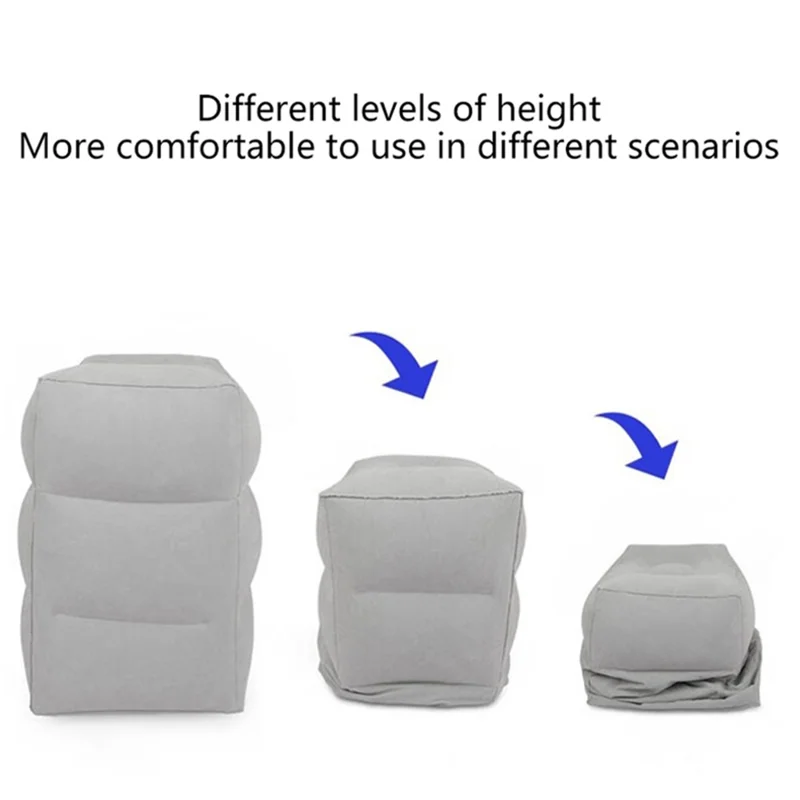 PVC Flocking Sleeping Leg Cushion Inflatable Travel Foot Rest Pillow Foot Pad - Peacock Blue