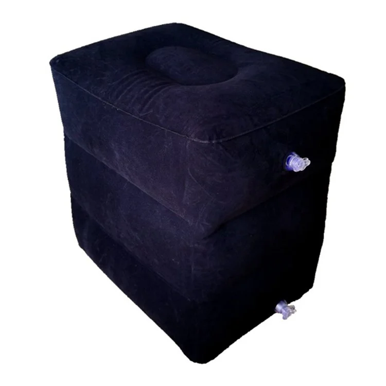 PVC Flocking Sleeping Leg Cushion Inflatable Travel Foot Rest Pillow Foot Pad - Black