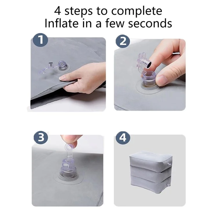 PVC Flocking Sleeping Leg Cushion Inflatable Travel Foot Rest Pillow Foot Pad - Black