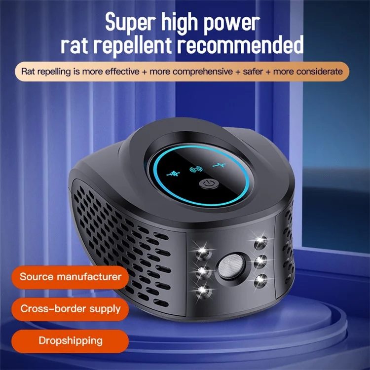 HS218 Mice Repellent Ultrasonic Pest Repeller Mouse Deterrent Rat Control for House Attic - Black / US Plug