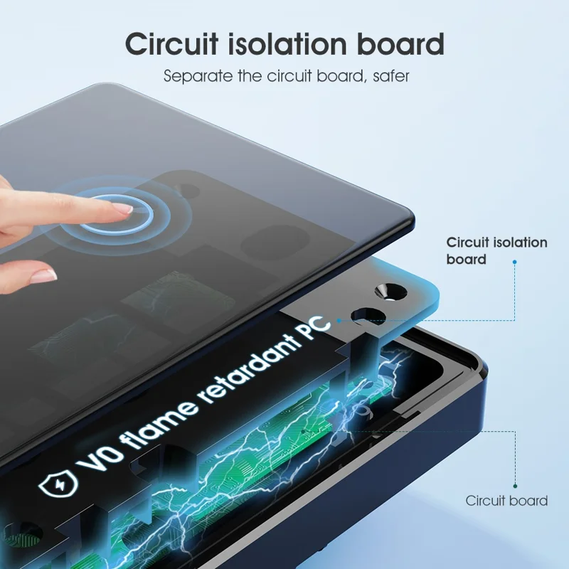 2.4GHz WiFi Wall Touch Type-C Smart Switch 6 Way Multi-Control Glass Panel Light Switch - White