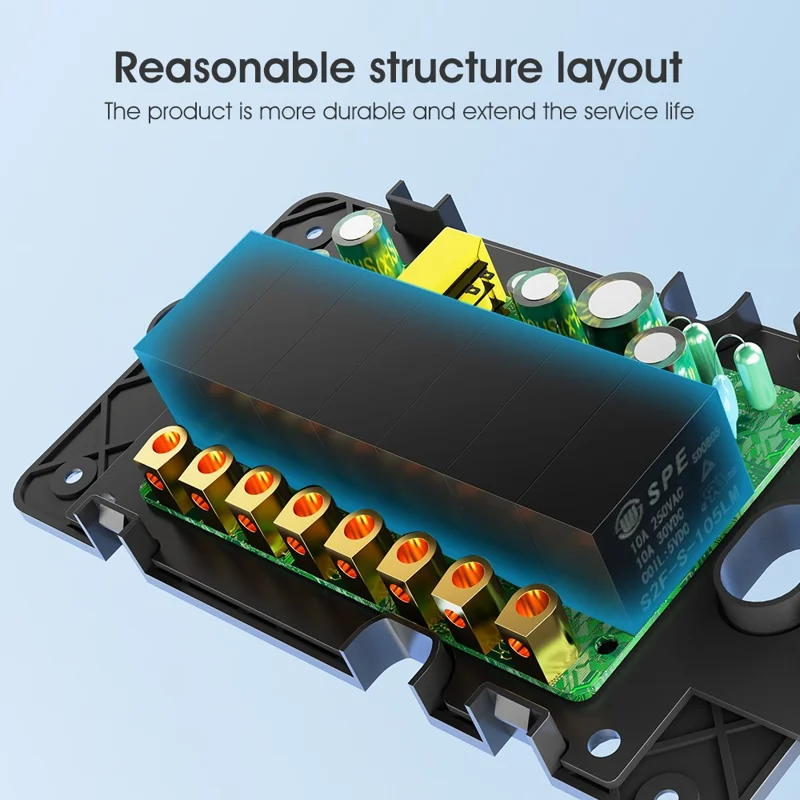 2.4GHz WiFi Wall Touch Type-C Smart Switch 6 Way Multi-Control Glass Panel Light Switch - White