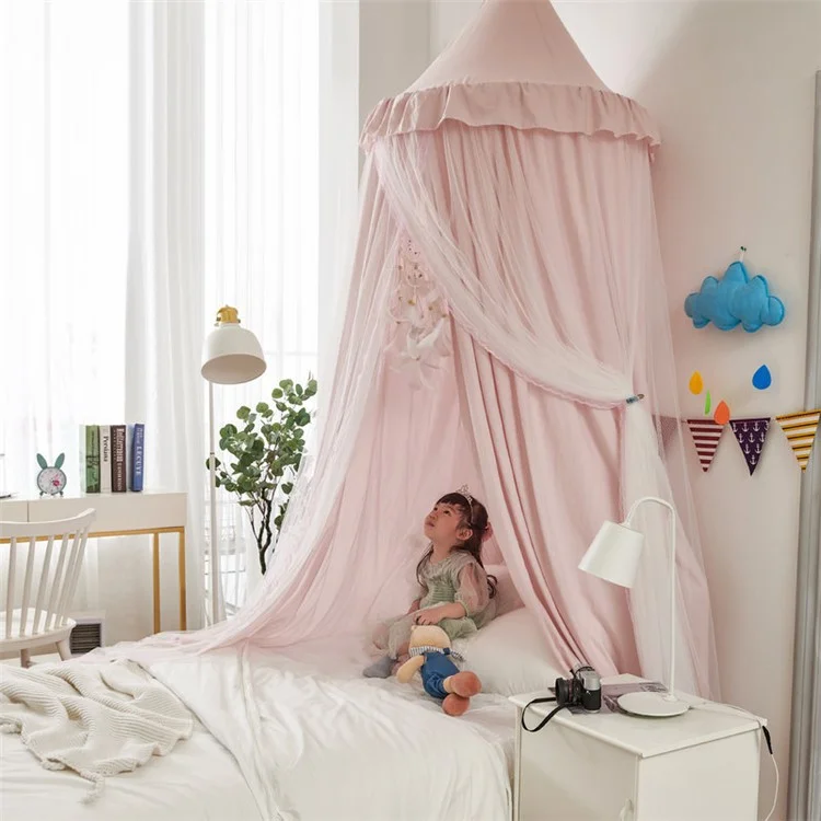 003 Polyester Bettüberwurf Blackout Dome Bettvorhang Staubdichtes Moskitonetz Bett für 1,8-2m Bett - Prinzessin / Pink
