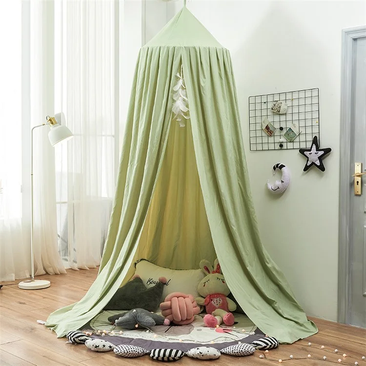 SXJ-01 65cm Neta de Mosquitos de Dosel de Princesa Para Niños Decoración de la Cama Con Dosel de Domo Redondo - Verde de Frijoles