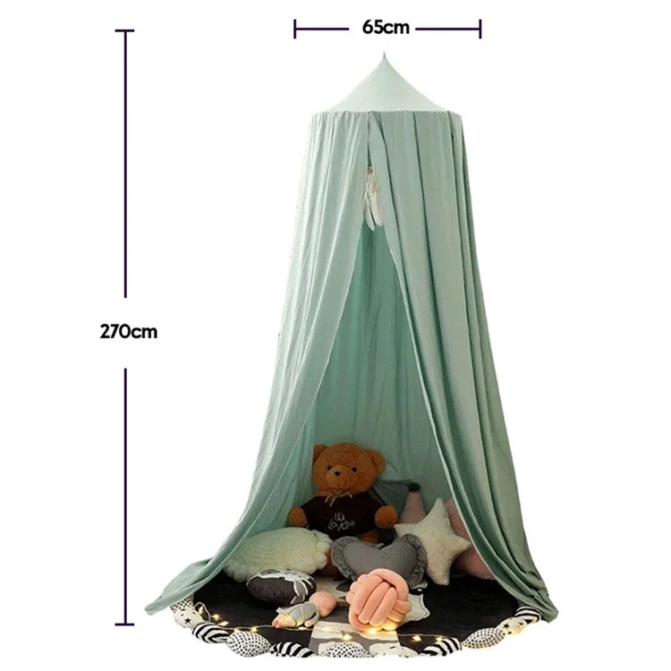 SXJ-01 65cm Neta de Mosquitos de Dosel de Princesa Para Niños Decoración de la Cama Con Dosel de Domo Redondo - Verde de Frijoles