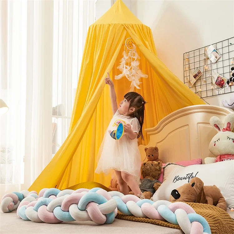 SXJ-01 65cm Princess Canopy Mosquito Net for Kids Round Dome Canopy Bed Decor - Brilliant Yellow