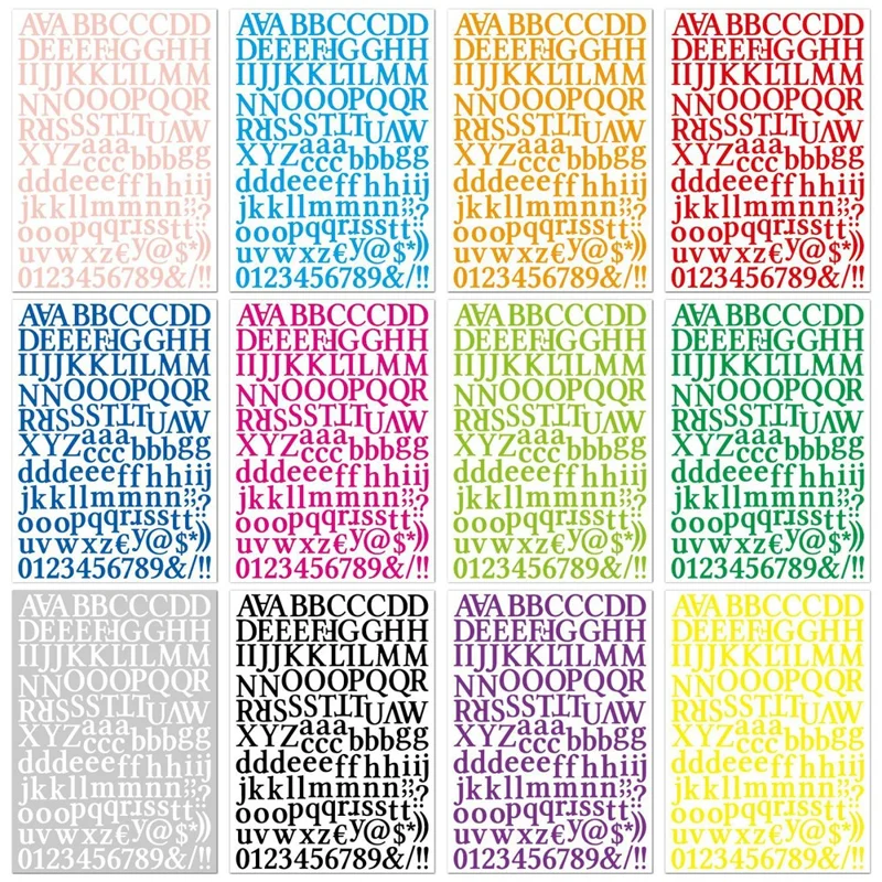 YW 210x290MM Vinyl Letter Stickers Self-Adhesive Alphabet Numbers Stickers Gift Box Decor - Black