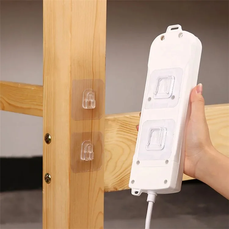 YH682 5 Pairs Adhesive Wall Hooks Acrylic Transparent Traceless Snap-on Hook Wall Storage Holder Hook Kit