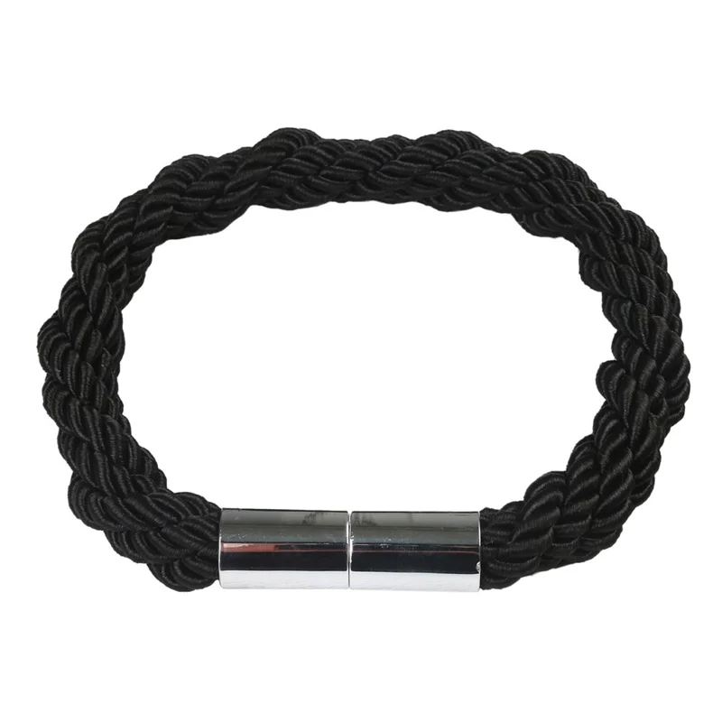 1 Pair Braided Rope Curtain Buckle Magnetic Home Curtain Tieback Decorative Curtain Holdback Buckle - Black