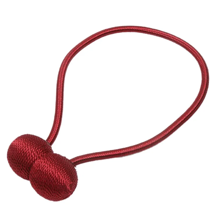 1 Pair Magnetic Curtain Tiebacks Headphone Style Holdbacks Hooks Clip for Home Bedroom Office - Red