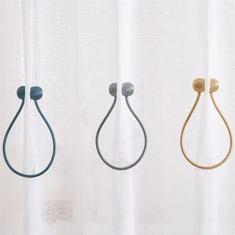 1 Pair Magnetic Curtain Tiebacks Headphone Style Holdbacks Hooks Clip for Home Bedroom Office - Red