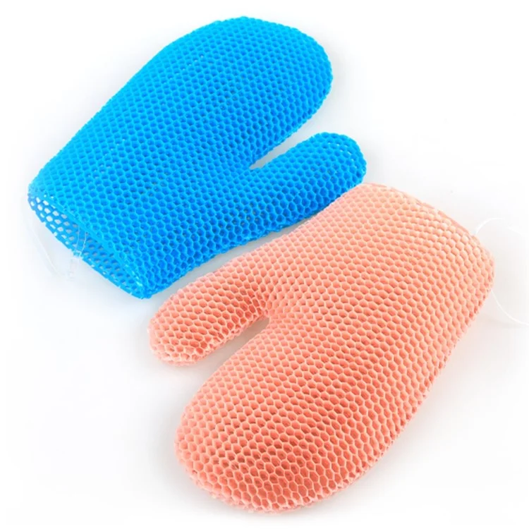 Exfoliating Bath Gloves TPU Skin Exfoliator for Body Exfoliating Body Scrub Gloves - Black
