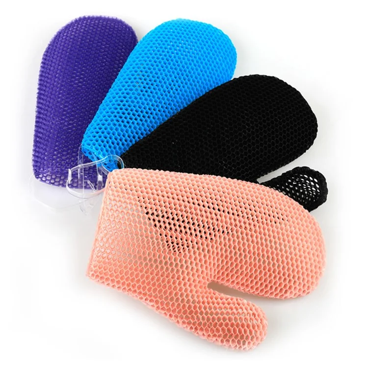 Exfoliating Bath Gloves TPU Skin Exfoliator for Body Exfoliating Body Scrub Gloves - Black
