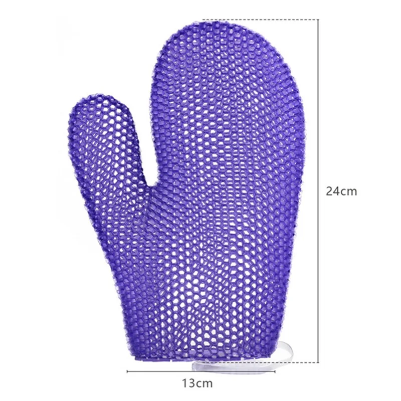 Exfoliating Bath Gloves TPU Skin Exfoliator for Body Exfoliating Body Scrub Gloves - Purple