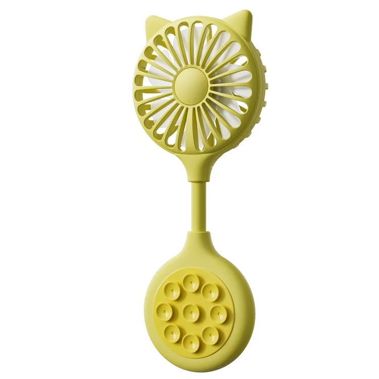 Cat Ear Design Foldable USB Fan Air Circulator Summer Cooler with Suction Cups - Yellow
