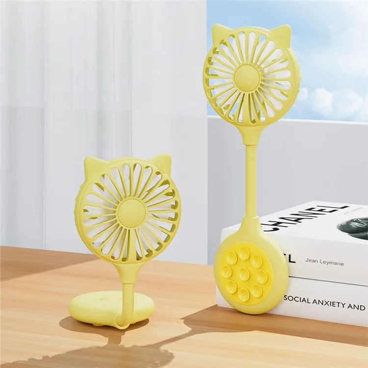 Cat Ear Design Foldable USB Fan Air Circulator Summer Cooler with Suction Cups - Yellow