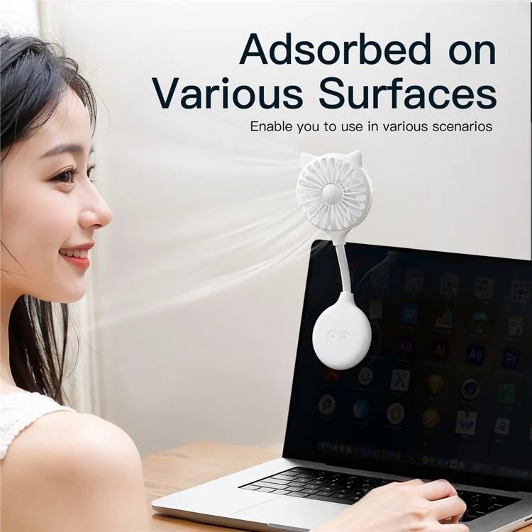 Cat Ear Design Foldable USB Fan Air Circulator Summer Cooler with Suction Cups - Yellow