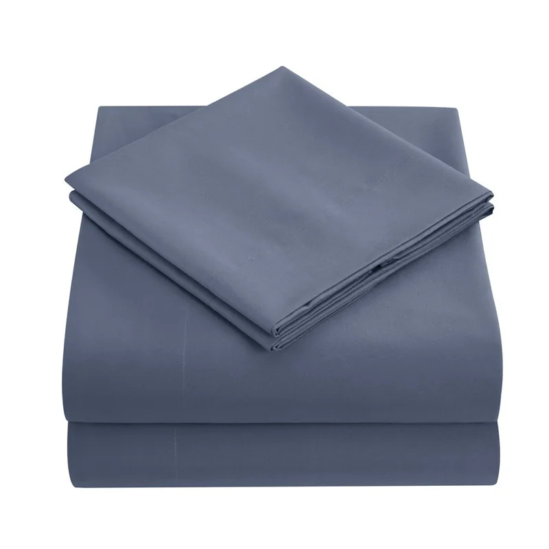 4-Piece California King Bed Flat Sheets Fitted Sheets Set Soft Fleece Pillowcases for Home Bedroom - Dusty Blue