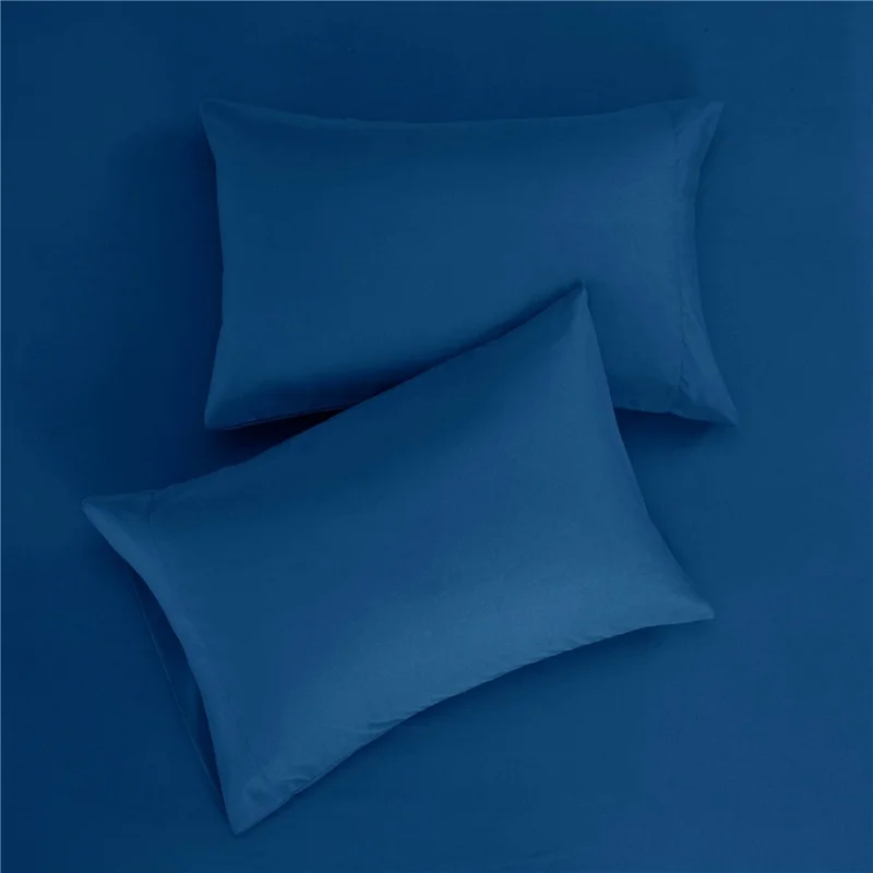 Home Bedroom 4-Piece King Size Bed Flat Sheets Fitted Sheet Soft Fleece Pillowcases - Navy Blue