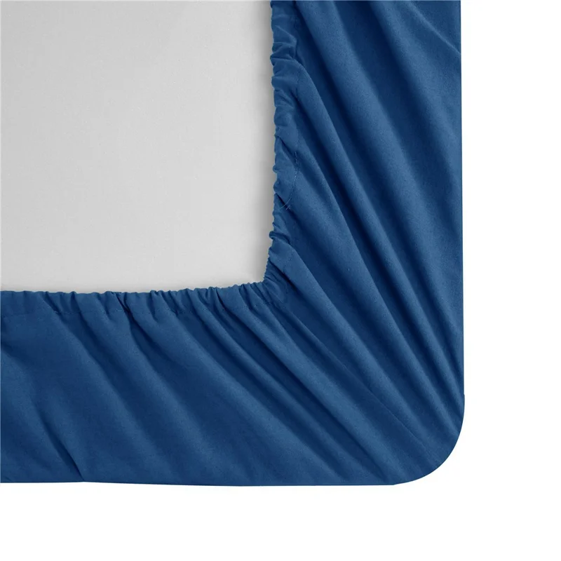 Home Bedroom 4-Piece King Size Bed Flat Sheets Fitted Sheet Soft Fleece Pillowcases - Navy Blue