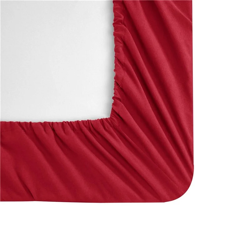 Home Bedroom 4-Piece King Size Bed Flat Sheets Fitted Sheet Soft Fleece Pillowcases - Wine Red