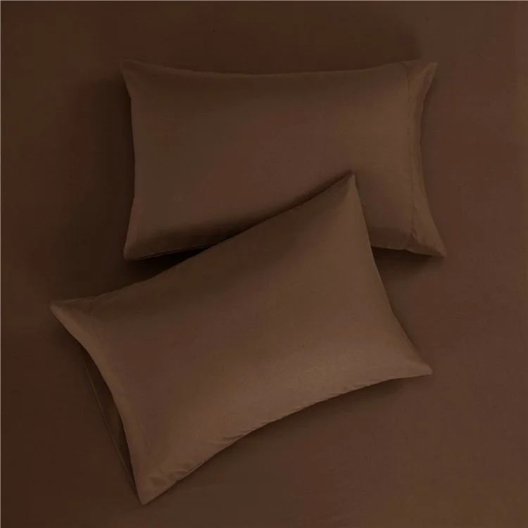 Home Bedroom 4-Piece King Size Bed Flat Sheets Fitted Sheet Soft Fleece Pillowcases - Coffee