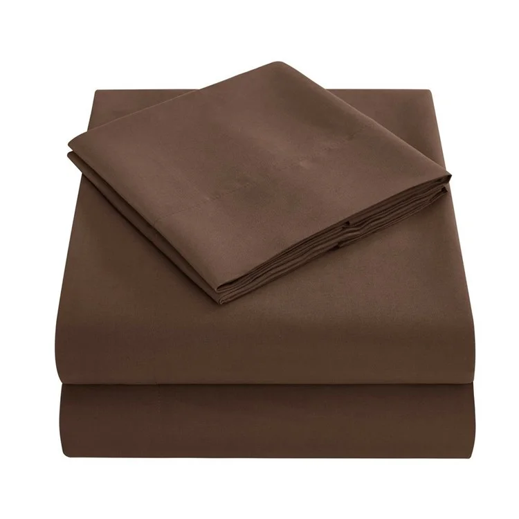 Home Bedroom 4-Piece King Size Bed Flat Sheets Fitted Sheet Soft Fleece Pillowcases - Coffee