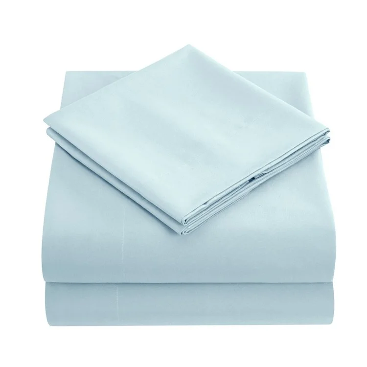 Home Bedroom 4-Piece King Size Bed Flat Sheets Fitted Sheet Soft Fleece Pillowcases - Sky Blue