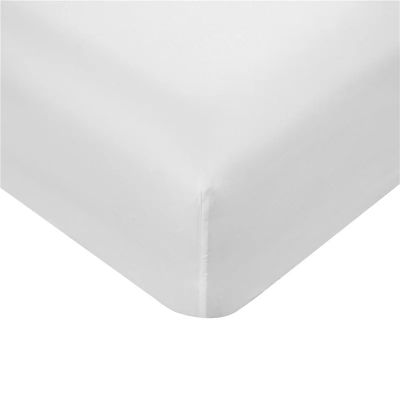 4-Piece Queen Size Bed Flat Sheet Pillowcases Fitted Sheet Set - White