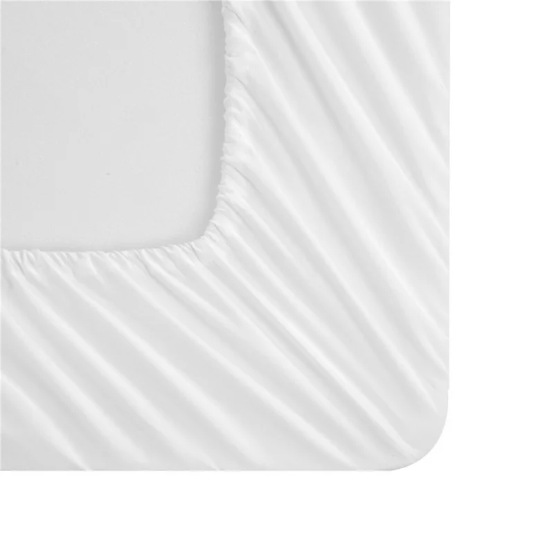 4-Piece Queen Size Bed Flat Sheet Pillowcases Fitted Sheet Set - White