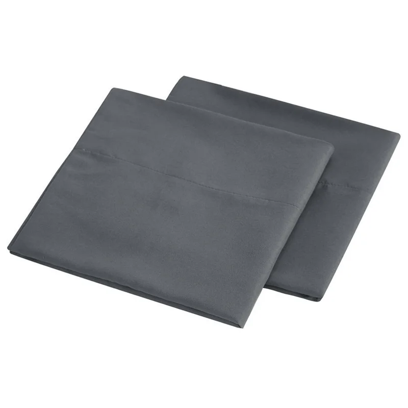 4-Piece Queen Size Bed Flat Sheet Pillowcases Fitted Sheet Set - Dark Grey