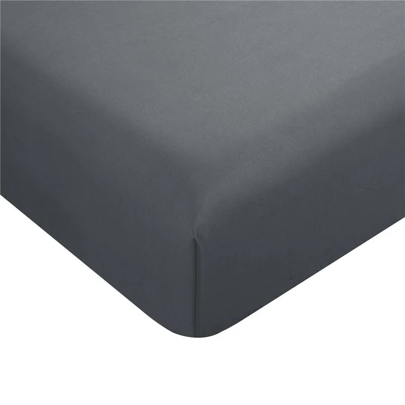 4-Piece Queen Size Bed Flat Sheet Pillowcases Fitted Sheet Set - Dark Grey