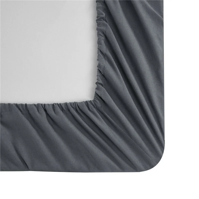 4-Piece Queen Size Bed Flat Sheet Pillowcases Fitted Sheet Set - Dark Grey