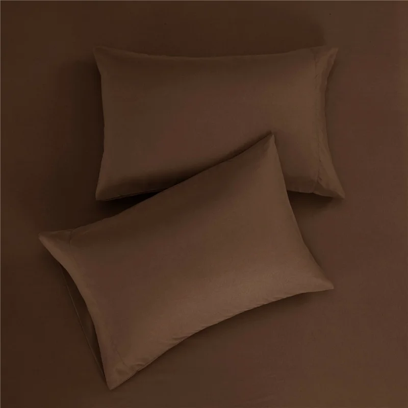 4-Piece Full Size Bed Fitted Sheets Set Fleece Pillowcases Bedding Flat Sheet Kit - Coffee