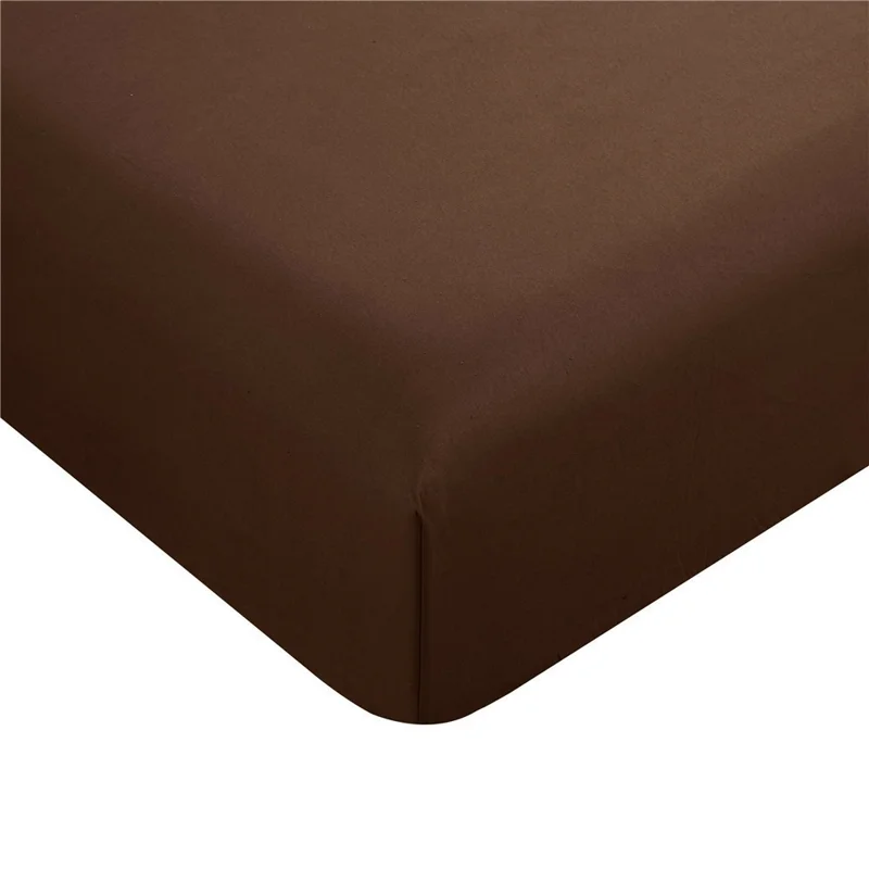 4-Piece Full Size Bed Fitted Sheets Set Fleece Pillowcases Bedding Flat Sheet Kit - Coffee