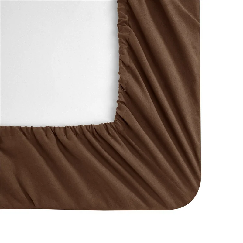 4-Piece Full Size Bed Fitted Sheets Set Fleece Pillowcases Bedding Flat Sheet Kit - Coffee