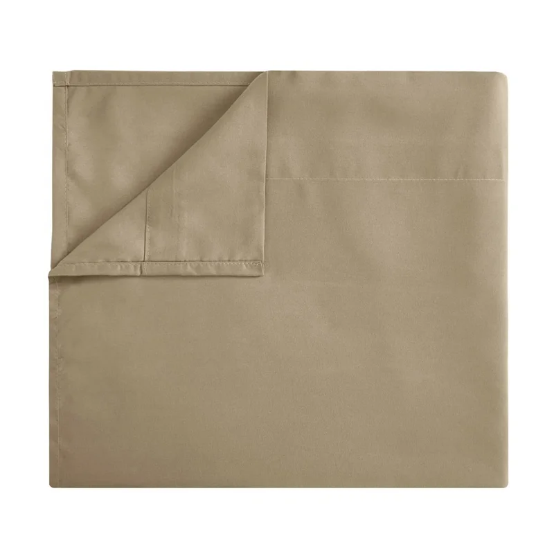 4-Piece Full Size Bed Fitted Sheets Set Fleece Pillowcases Bedding Flat Sheet Kit - Khaki