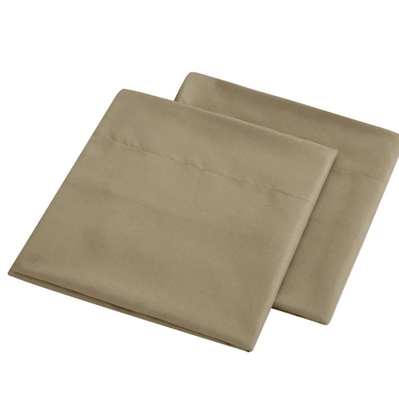 4-Piece Full Size Bed Fitted Sheets Set Fleece Pillowcases Bedding Flat Sheet Kit - Khaki