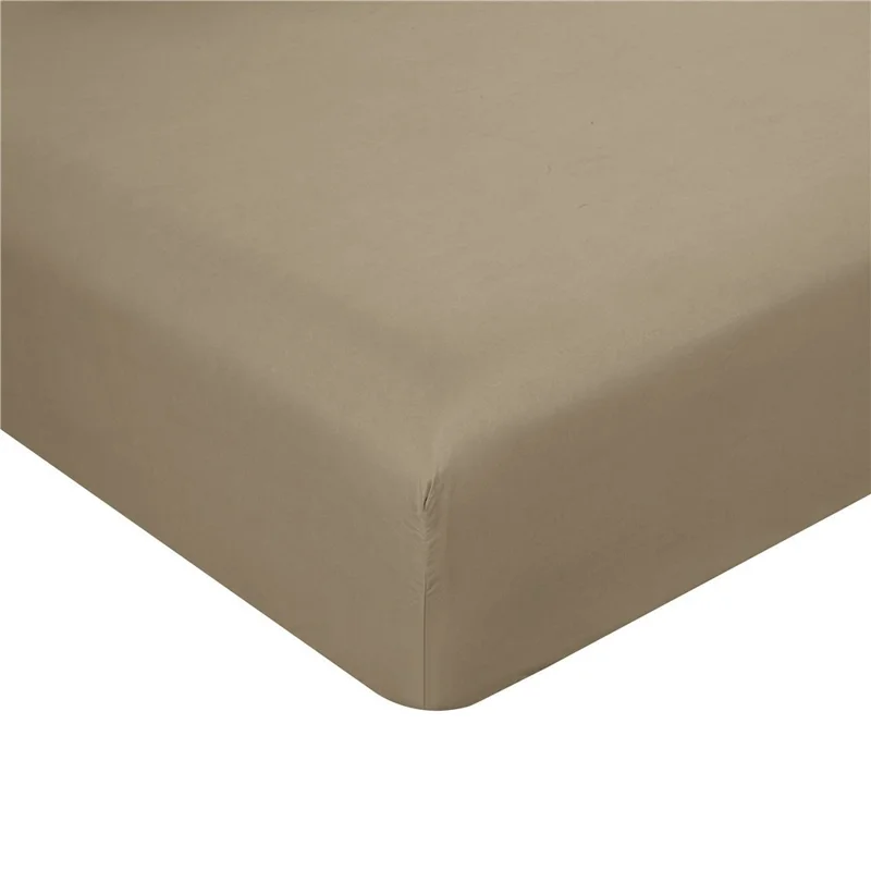 4-Piece Full Size Bed Fitted Sheets Set Fleece Pillowcases Bedding Flat Sheet Kit - Khaki