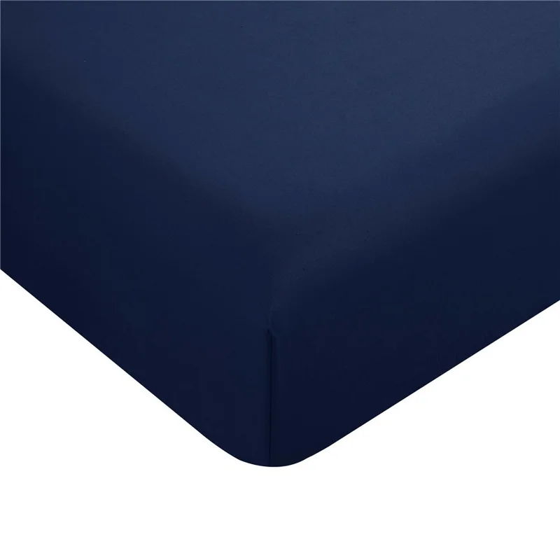 4-Piece Full Size Bed Fitted Sheets Set Fleece Pillowcases Bedding Flat Sheet Kit - Dark Blue