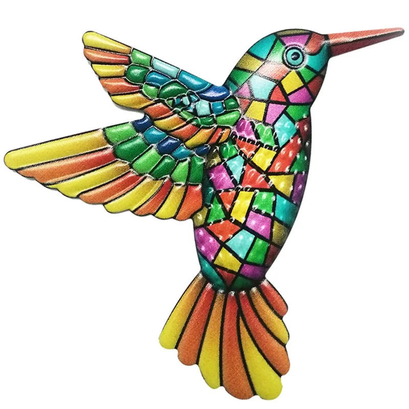 YY220119 12x13.5cm Wall Art Hanging Decoration Home Garden Bright Color Iron Bird Wall Decor - Orange